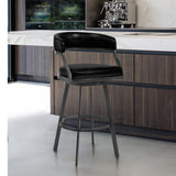Saturn - 26" Counter Height Barstool - Mineral Finish And Vintage Black Faux Leather