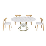 Round Extendable Dining Table Set With Chairs