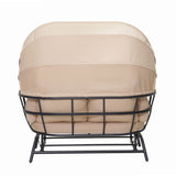 2 Person Egg Shaped Outdoor Swing Chair With Adjustable Canopy - Acacia Wood / Black / Taupe