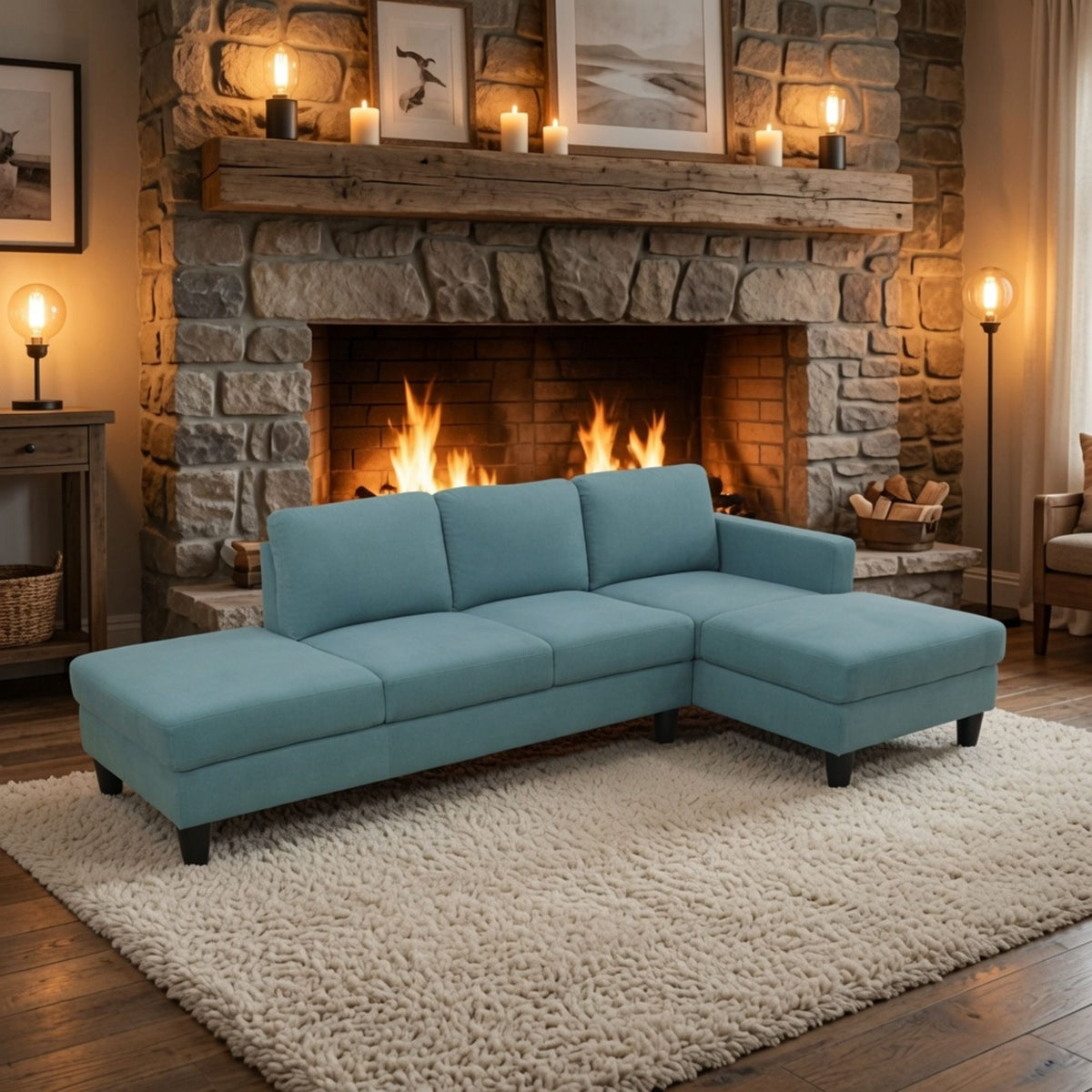 L - Shaped Sectional Sofa With Chaise & Ottoman