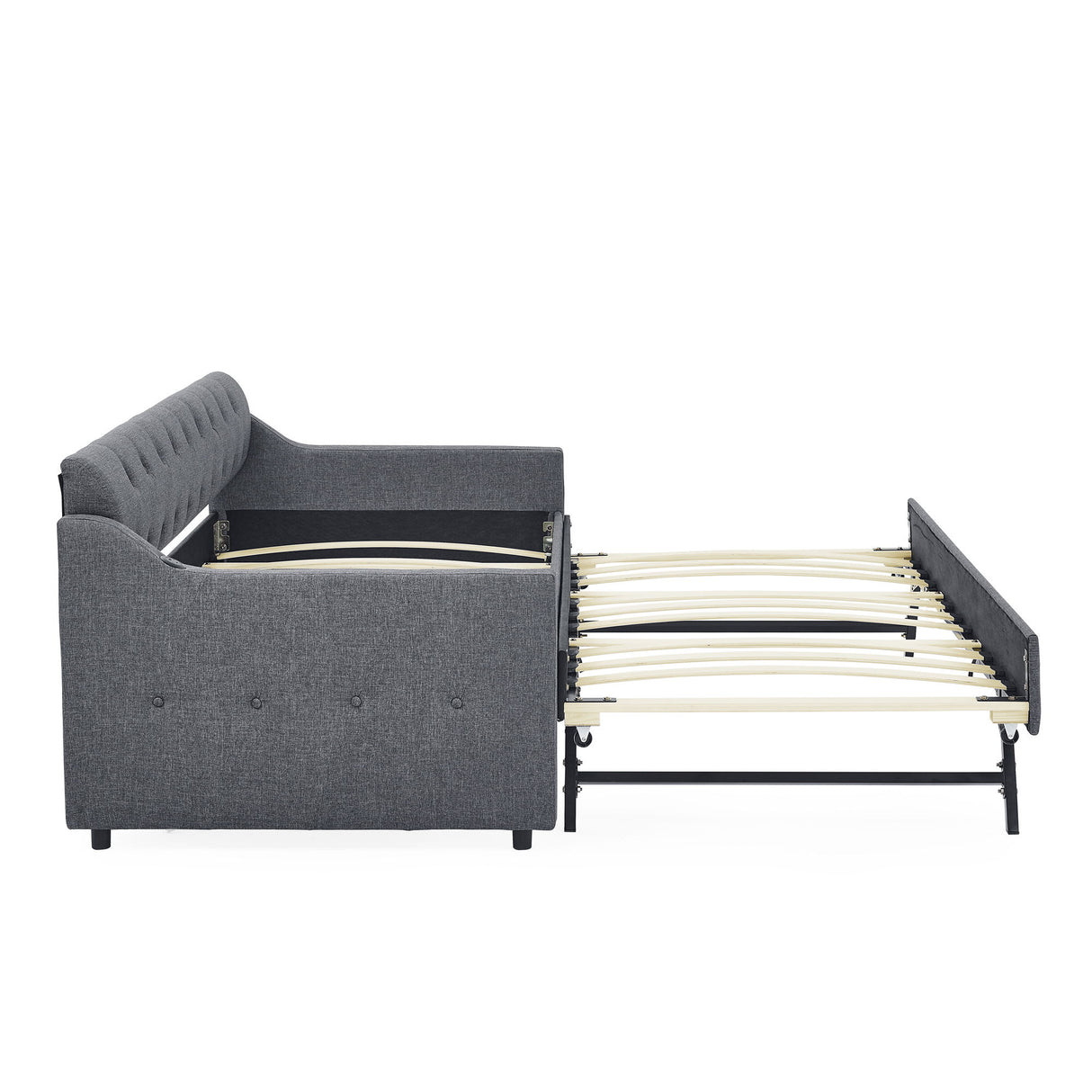 Size Upholstered Daybed With Trundle And USB Charging Armrest