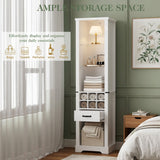 Pantry Cabinet With LED Lights, Wine Rack, Tempered Glass Shelves, And Barn Door Design - White