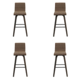 Vienna - 39.5" Swivel Bar Height Square Back Wood Bar Stool With Faux Leather Seat