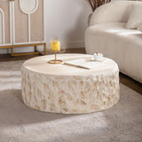 Round Coffee Table & Smooth Texture For Living Room - Light Beige