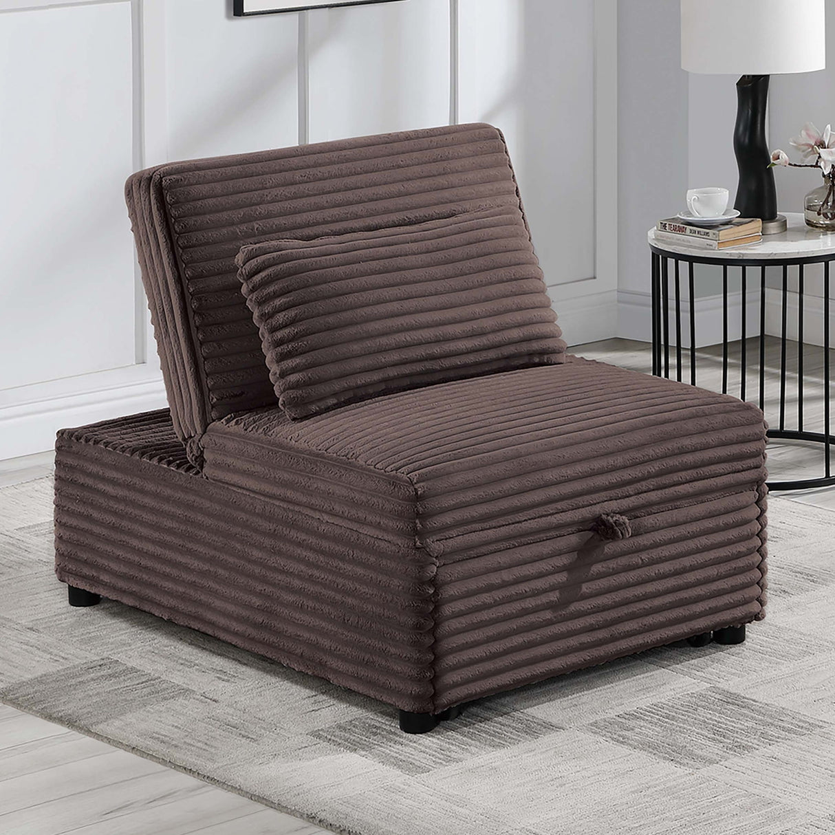 Sleeper Sofa Chair With Plush Cushion And Pull Out Bed Convertible Couch With Matching Pillow - Chocolate