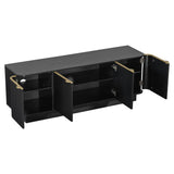 TV Stand, Fluted Media Console With Adjustable Shelves And Cable Holes