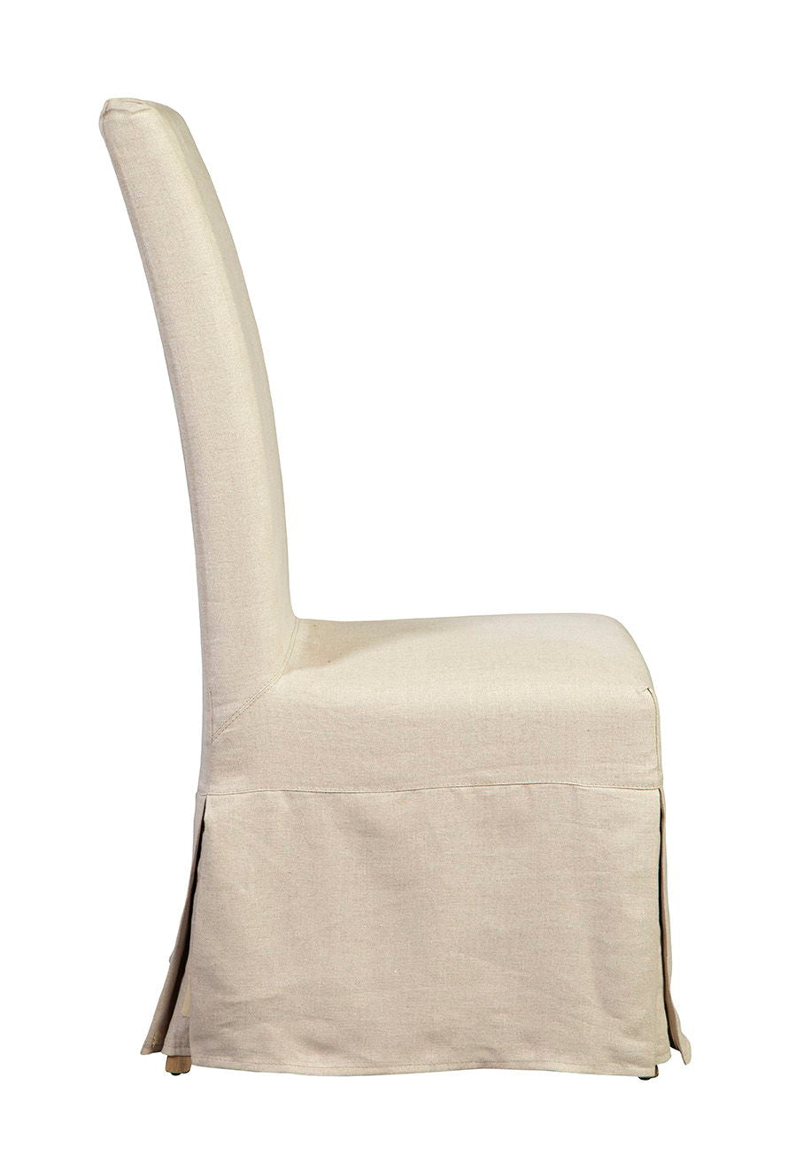 Linen Floor Length Slip Covered Parsons Chair (Set of 2) - Beige