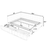 Storage Upholstered Tufted Bed Frame With Backrest And Armrests