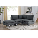 Upholstered Modular Sectional With Tall Legs, Medium Firm Seat