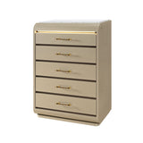 Gigi - Chest With LED Lights Chest, 5 Drawers, LED Lighting, Rounded Edges - Gold