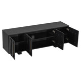 Farmhouse TV Stand, Storage Media Console With Adjustable Shelves & 3 Cable Holes