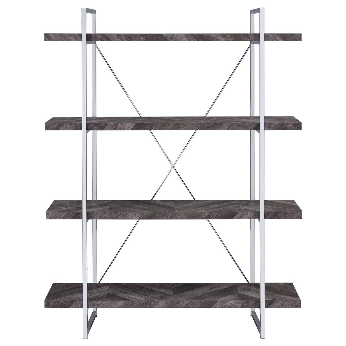 Herringbone - Bookcase With Full Length Shelf - Gray