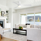 52" Low Profile Ceiling Fan With Lights, Quiet Reversible DC Motor, Dimmable LED, 3 Blades - White
