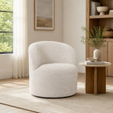 Upholstered Barrel Accent Chair For Living Room - White