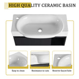 28" Wall Mounted Bathroom Vanity With Sink & Soft Close Door - Black Chestnut
