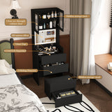 3 In 1 Vanity Table With LED Mirror & Storage Stool For Bedroom
