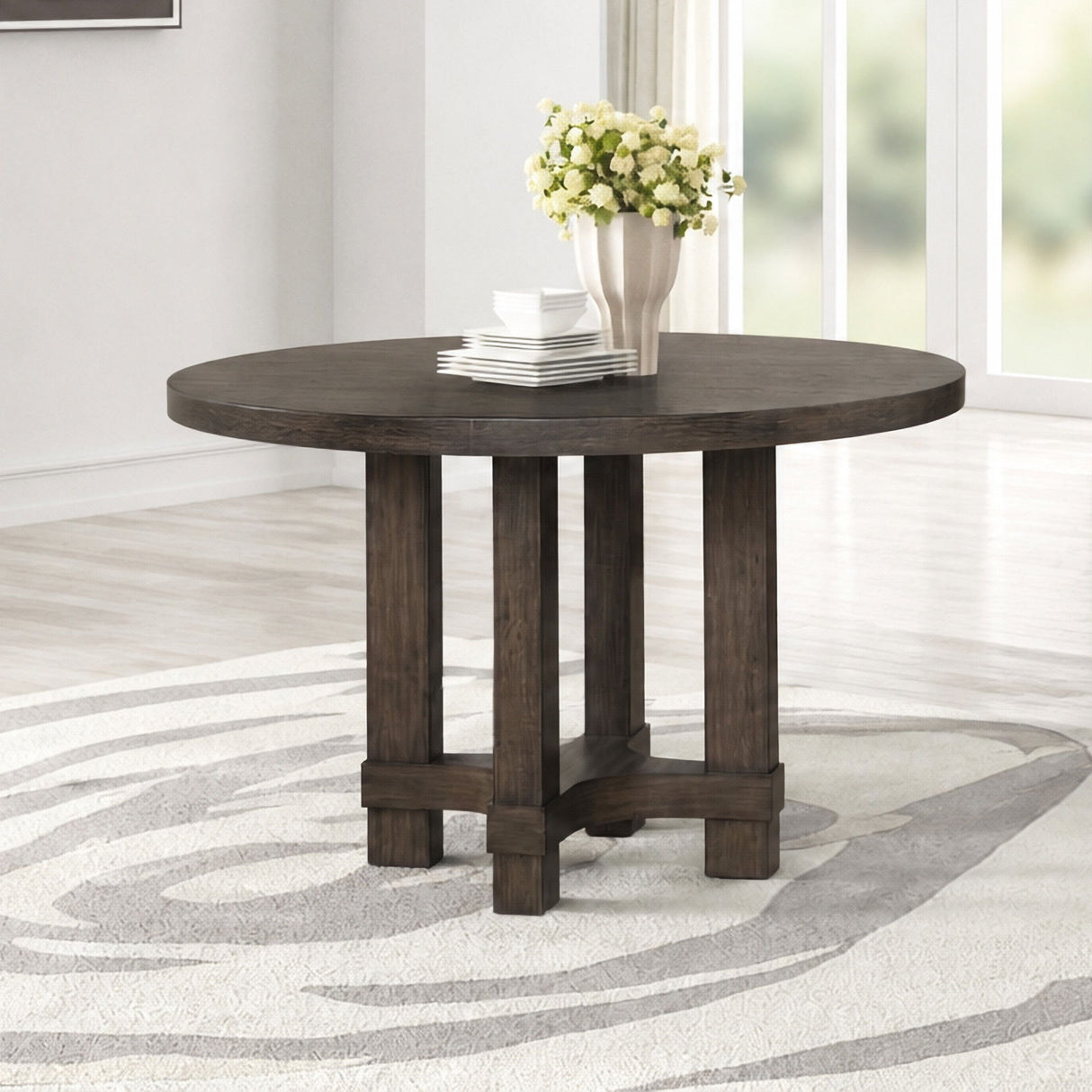 Cityscape - Round Dining Table - Dark Brown
