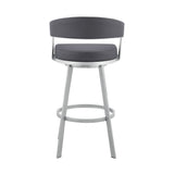 Chelsea - 25" Slate Gray Faux Leather And Silver Metal Bar Stool