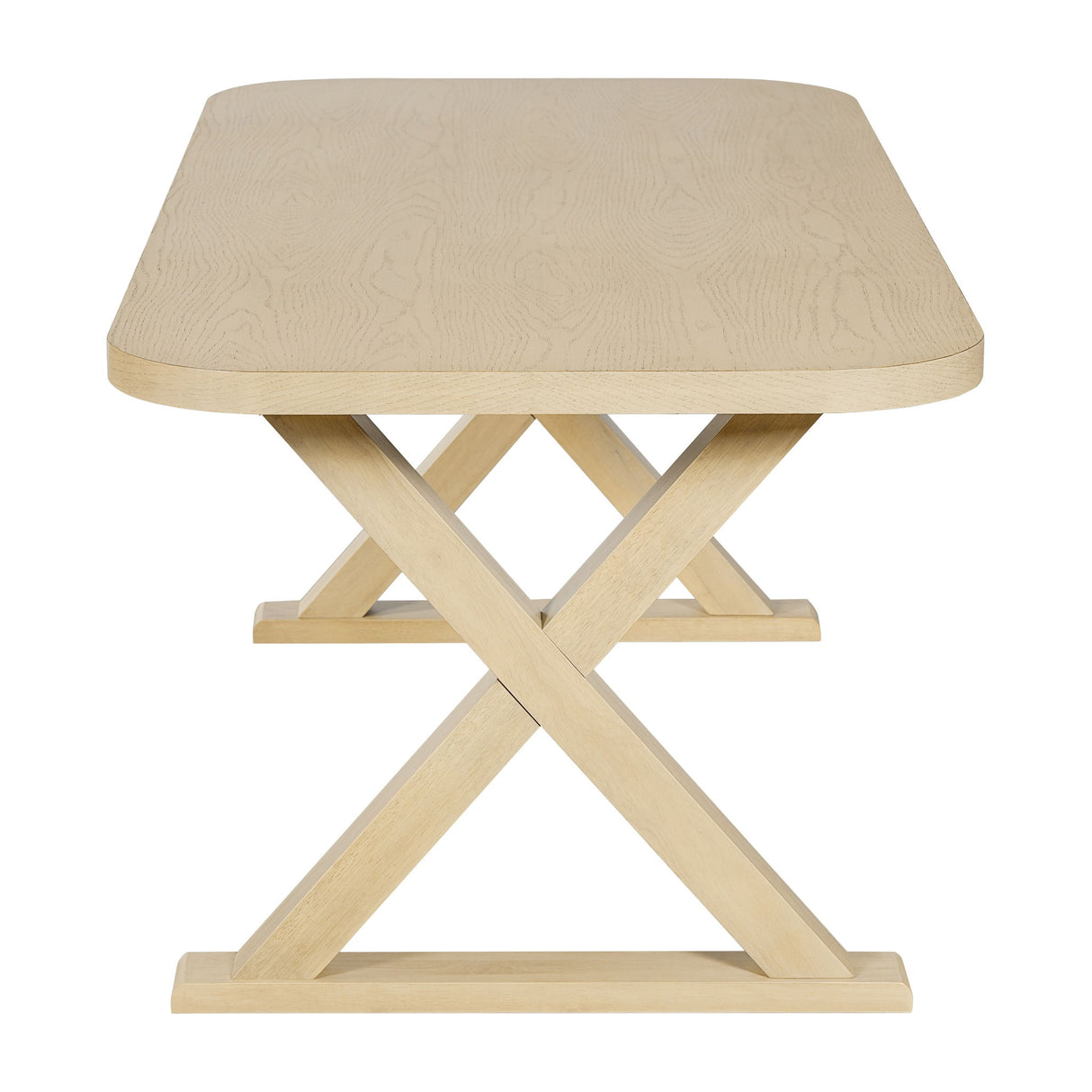Dining Table With X-Shaped Legs, Rectangular Indoor - Natural
