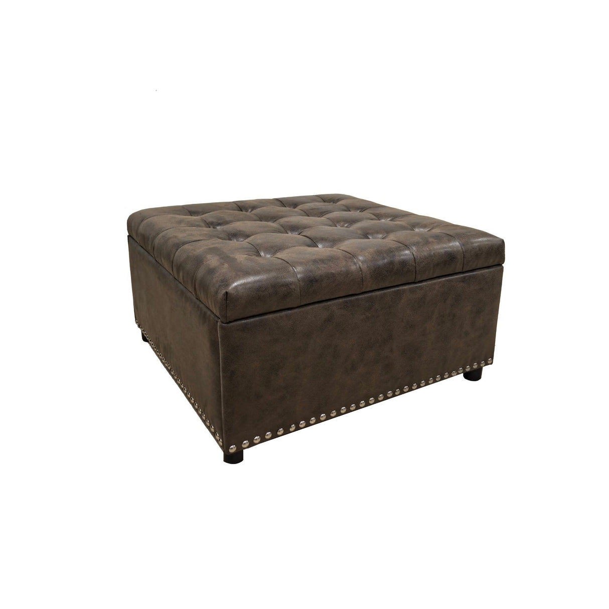 Tufted Storage Ottoman - Dark Brown