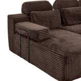 Sectional Sleeper Sofa & Storage Pockets, Modular Couch With Throw Pillows For Living Room