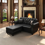 Upholstered Sofa With Nailhead Trim, Rolled Armrests With Ottoman