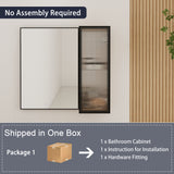10" Bathroom Wall Mirror Cabinet With Door, Adjustable Shelf - Imitative Oak