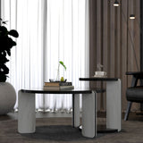 Round Coffee & End Table Set - Black
