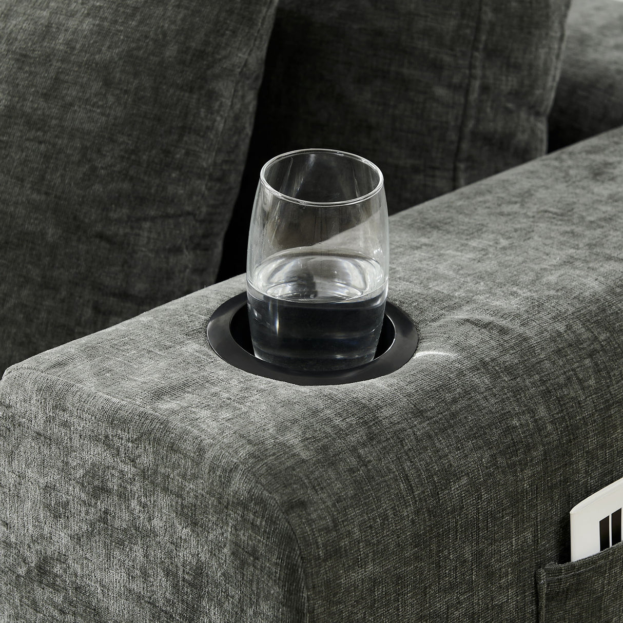 L - Shaped Sectional Sofa With Cup Holders & Side Pockets