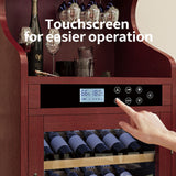 Wine Cooler Cabinet With Touch Control, 43 Bottle Capacity, Humidity & Temperature Regulation - Cherry