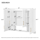 Wall Mounted Medicine Cabinet With 5 Adjustable Shelves, Exquisite Carving - White