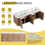 Wall Mounted Bathroom Vanity With Sink, 3 Soft Close Doors