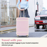 Hardshell Luggage Set With Double Spinner Wheels, Tsa Lock, Lightweight Suitcase, 24" With Bags - Light Pink