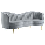 Sophia - 3 Piece Upholstered Channel Tufted Sofa Set - Gray