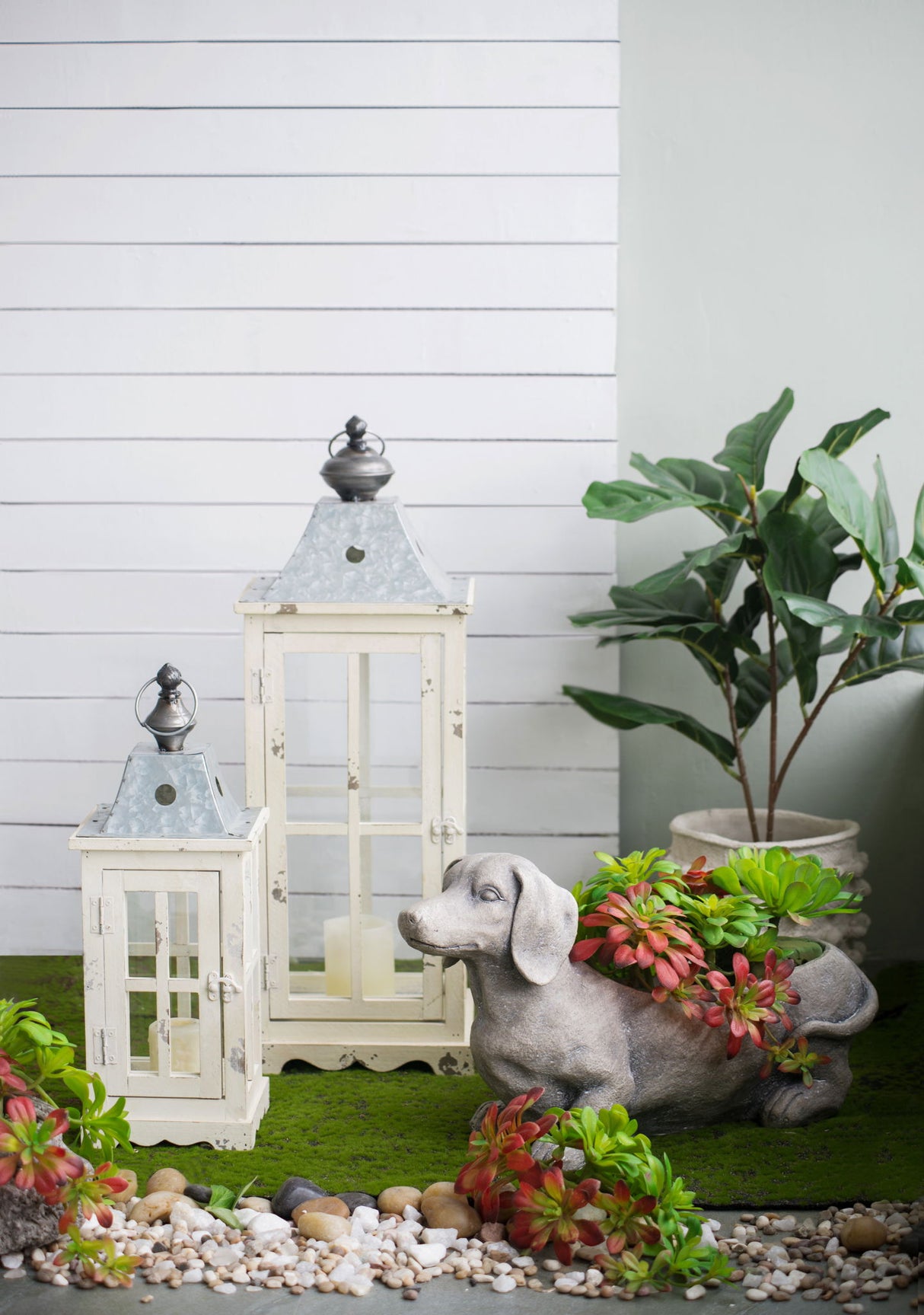 Wooden Candle Lantern Decorative, Hurricane Lantern Holder Decor For Indoor Outdoor, Home Garden - Ivory - Lanterns - Alpine Outlets