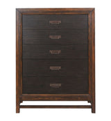 5 Drawer Chest, 2 Tone - Brown