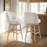 Sadie - Solid Wood Upholstered 30" Bar Height Swivel Barstool