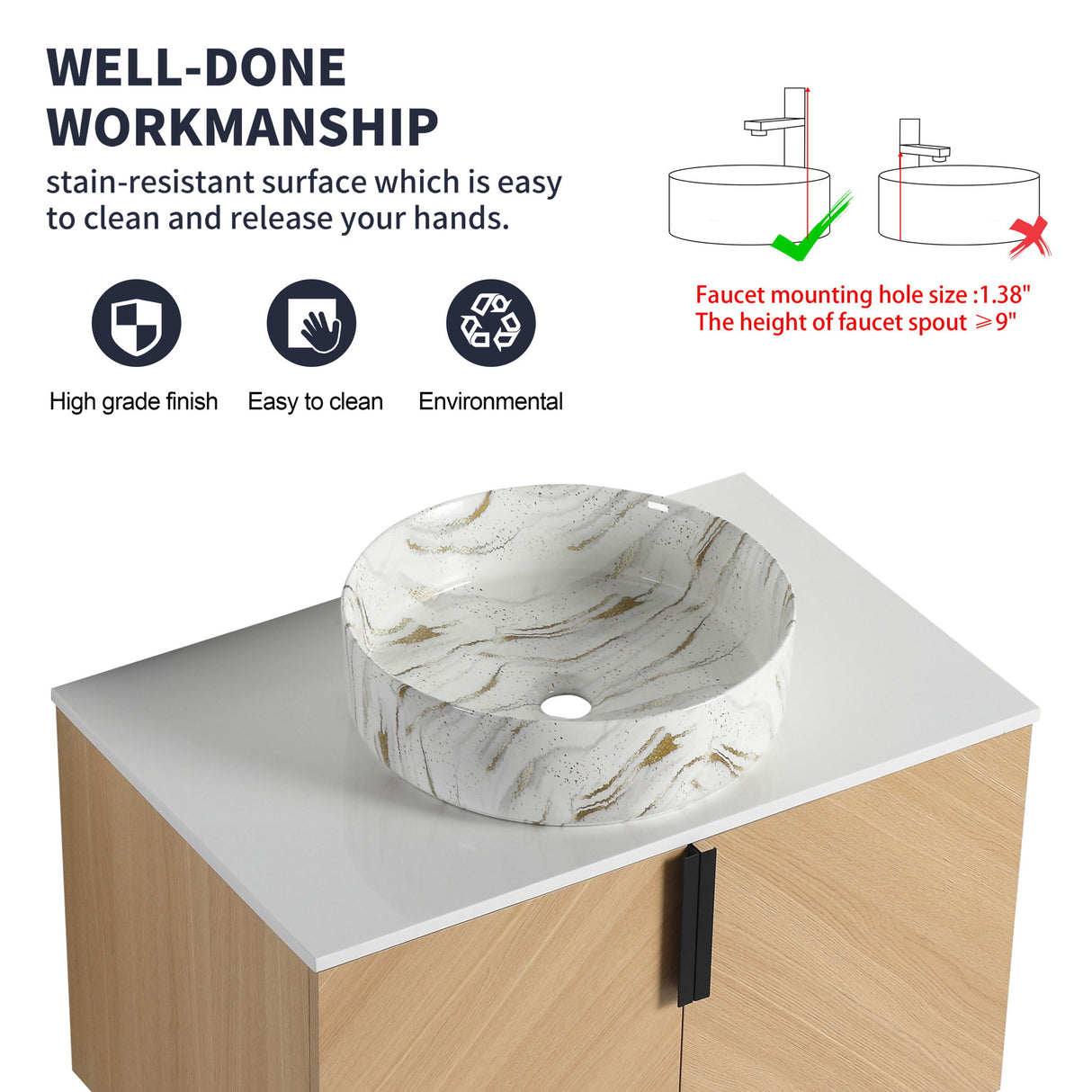 Wall Mounted Bathroom Vanity & Art Sink