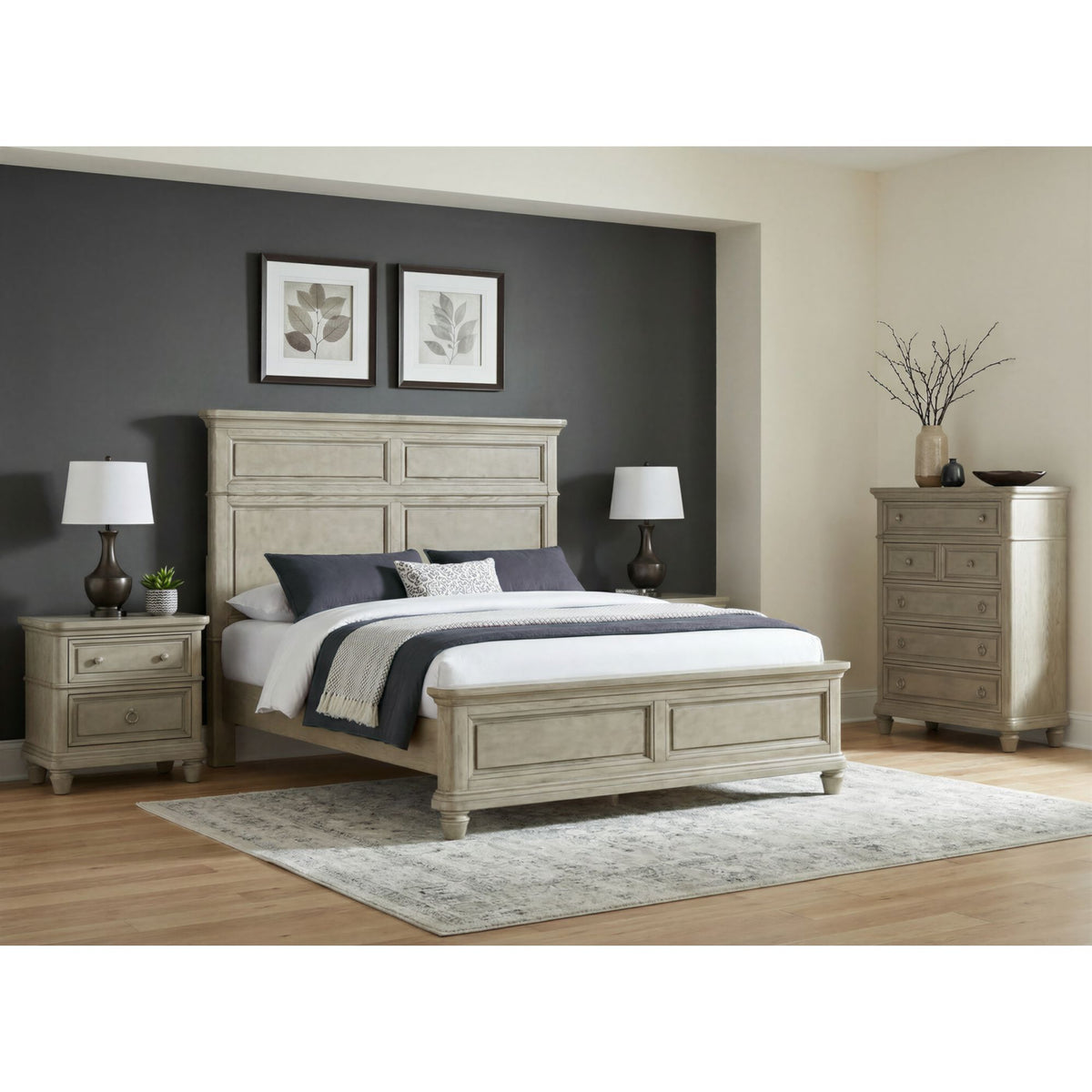 Whit-Ash - Panel Bedroom Set
