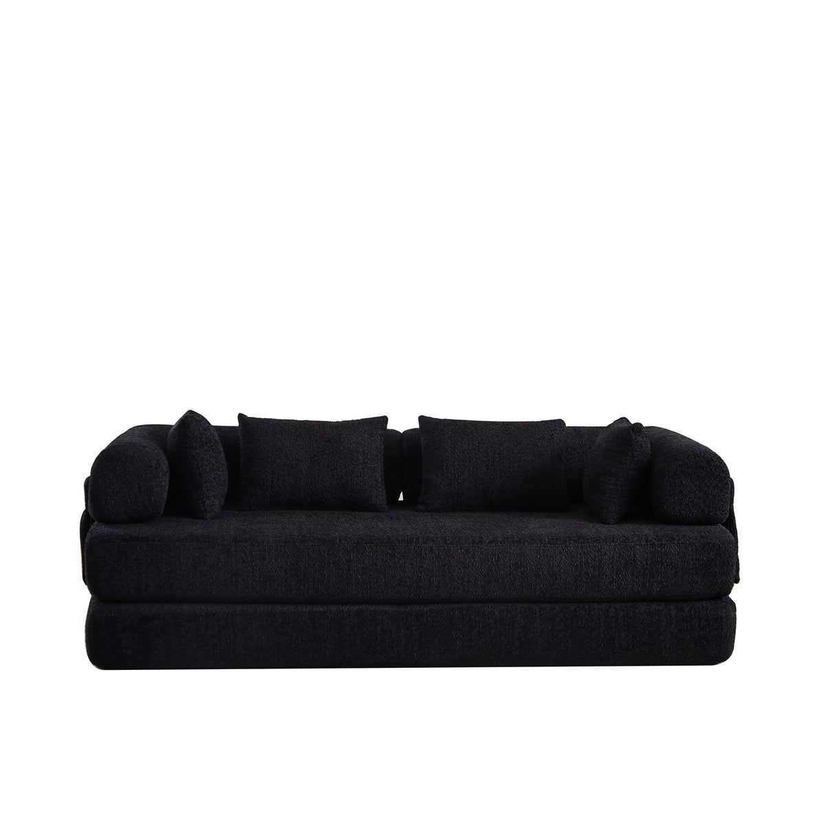 Convertible Sleeper Sofa Bed With Cylindrical Pillow