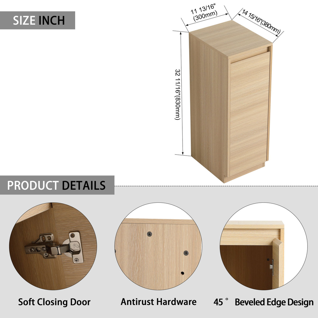 Soft Close Door Freestanding Bathroom Vanity With Sink, 1 Small Storage Cabinet