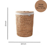 Round Laundry Hamper With Lid - Light Brown