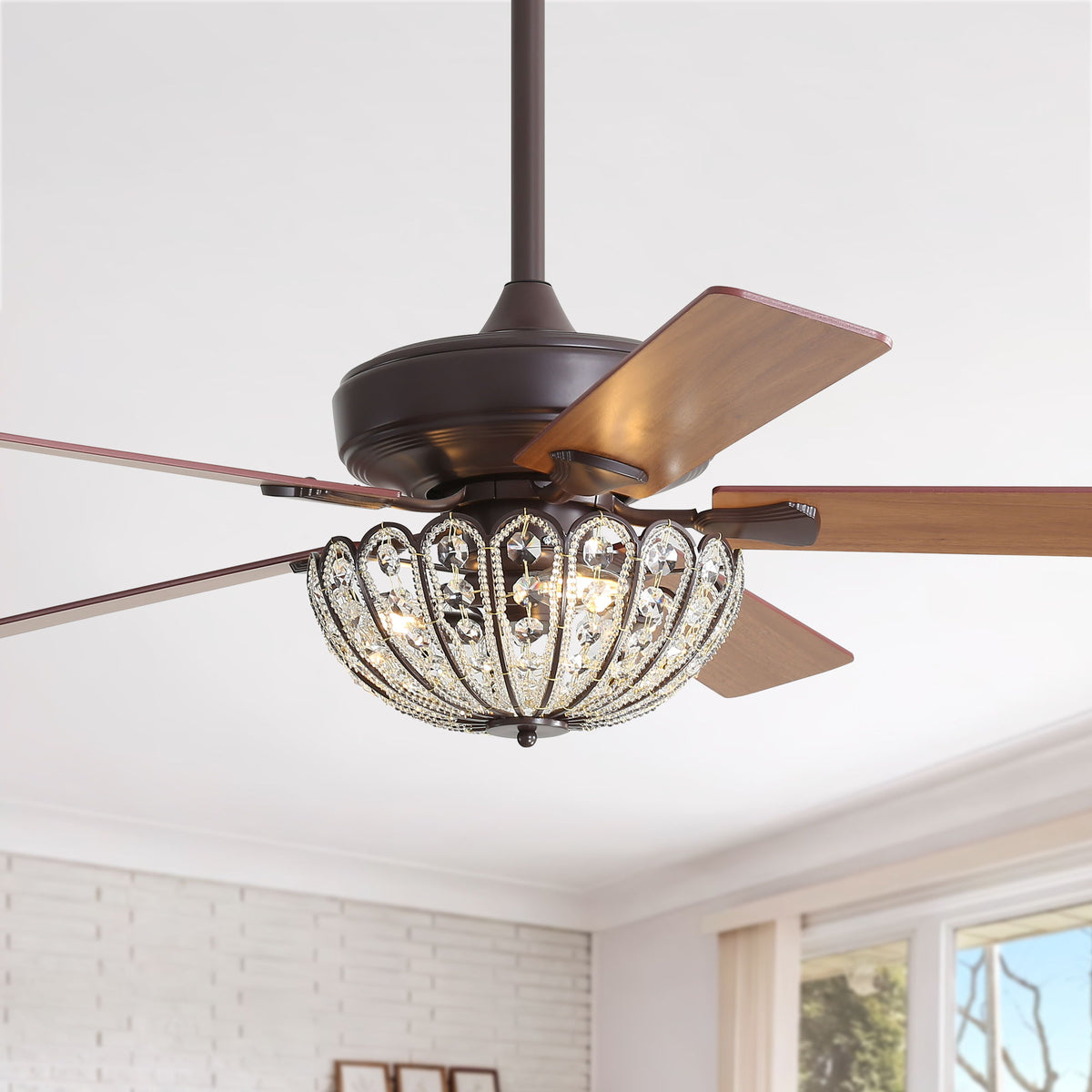 52" Ceiling Fan, 5 Blades, Reversible DC Motor - Coffee
