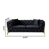 Loveseat With Diamond Button Tufting, Matching Throw Pillows