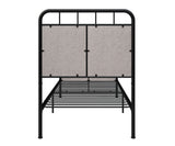 Twin Size Linen Upholstered Platform Metal Bed Frame With Fabric Headboard And Footboard - Brown