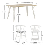 Roundhill - 5 Piece Dining Set, Dining Table With 4 Windsor Chairs - Brown / Antique White