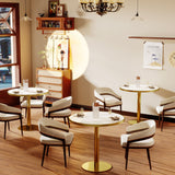 Round Bistro Table - Gold / White