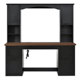 Farmhouse Computer Desk With Hutch