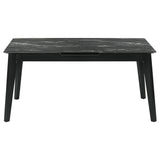 Bellingham - Dining Table With Self Storing Extension Leaf - Black Marble-Look Sintered Stone
