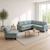 Modular L - Shaped Sectional Sofa 6 Seater 4 Piece, Couch With Chaise - Green